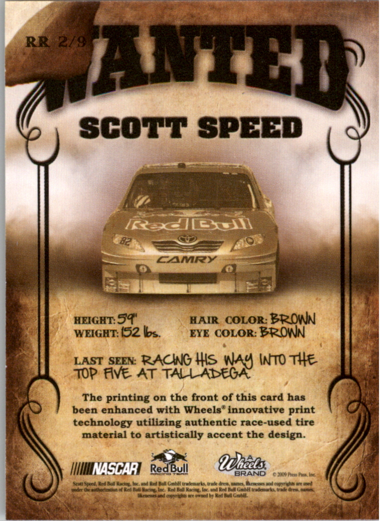 2009 Wheels Main Event Renegade Rounders Wanted #RR2 Scott Speed back image