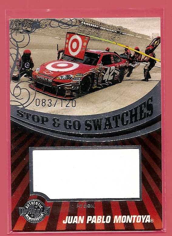 2009 Wheels Main Event Stop and Go Swatches Pit Stackers #SGWJM Juan Pablo Montoya