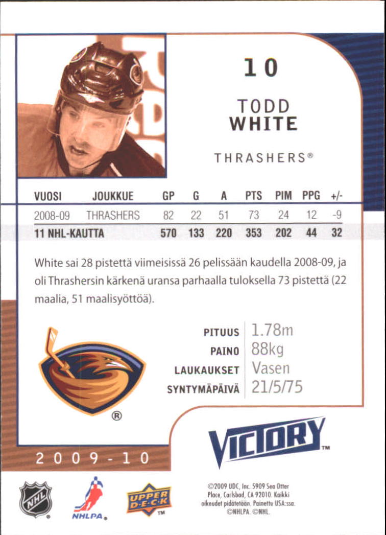 2009-10 Finnish Upper Deck Victory #10 Todd White back image