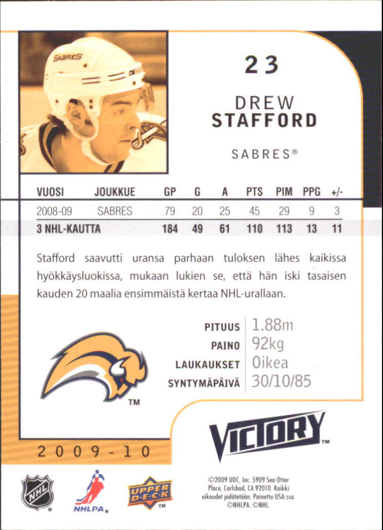 2009-10 Finnish Upper Deck Victory #23 Drew Stafford back image