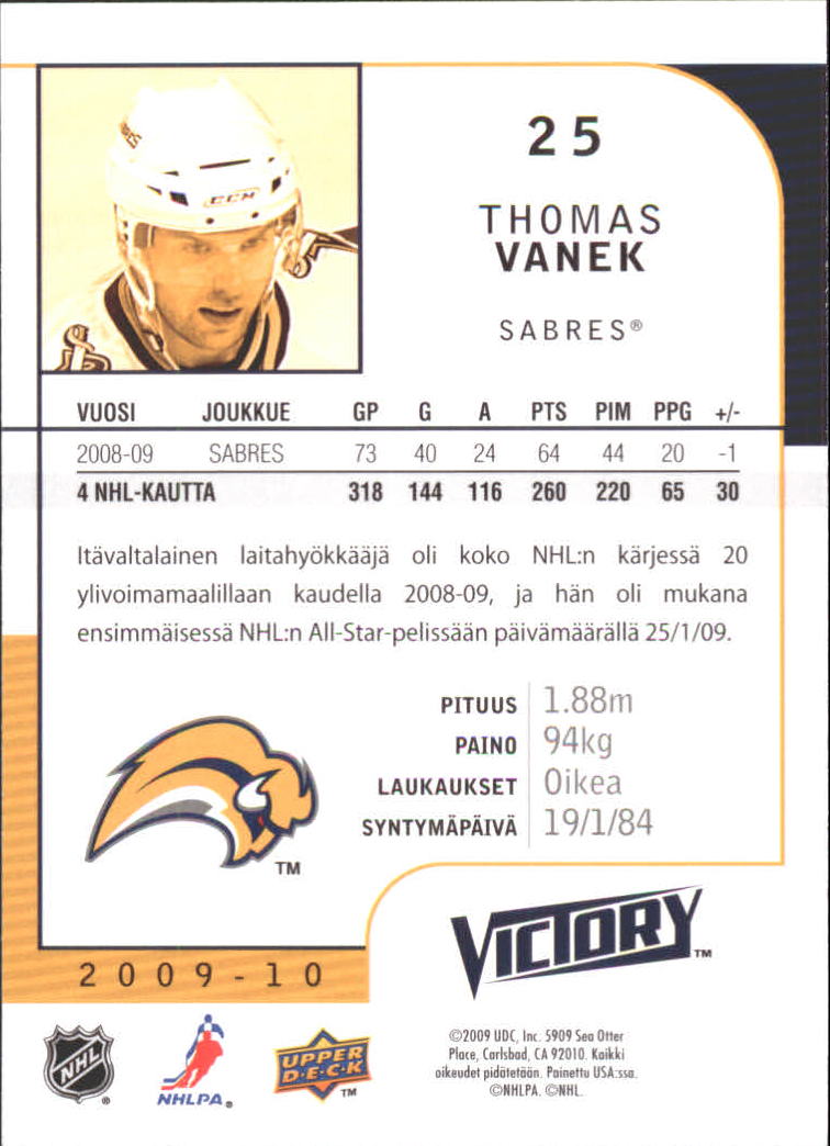 2009-10 Finnish Upper Deck Victory #25 Thomas Vanek back image