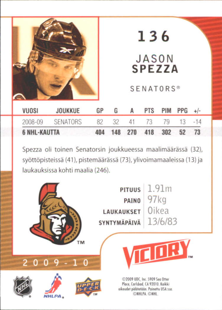 2009-10 Finnish Upper Deck Victory #136 Jason Spezza back image