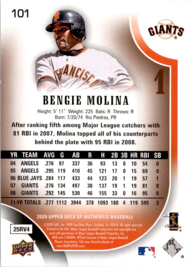 2009 SP Authentic Copper #101 Bengie Molina back image