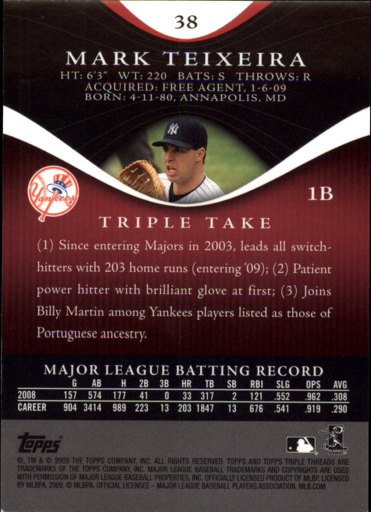 2009 Topps Triple Threads #38 Mark Teixeira