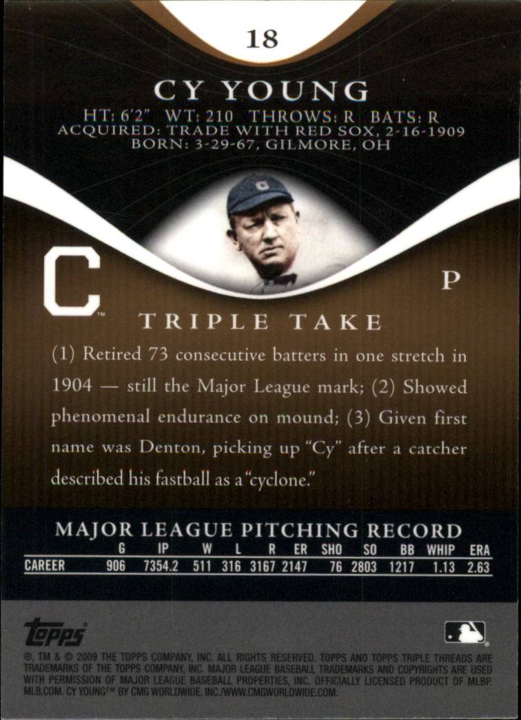 2009 Topps Triple Threads Sepia #18 Cy Young back image