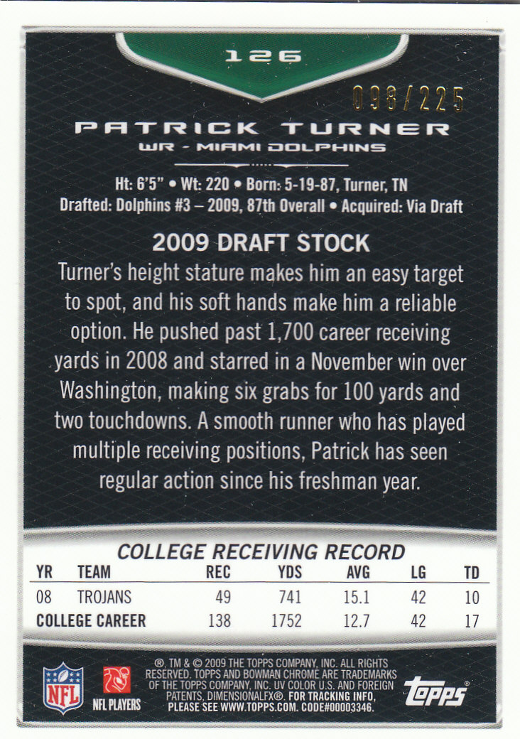 Autógrafos de novato Bowman 2009 cromo fútbol americano parte 3 y tarjetas de bronce - Imagen 15 de 39