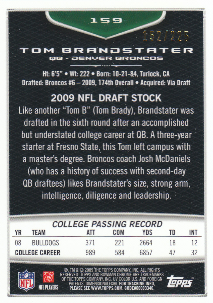 Autógrafos de novato Bowman 2009 cromo fútbol americano parte 3 y tarjetas de bronce - Imagen 35 de 39