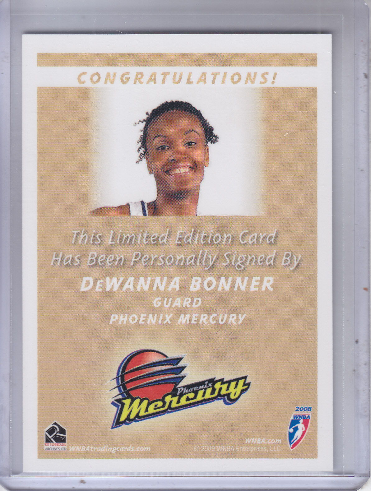 2009 WNBA 3 Rookies Autographs #DB DeWanna Bonner back image