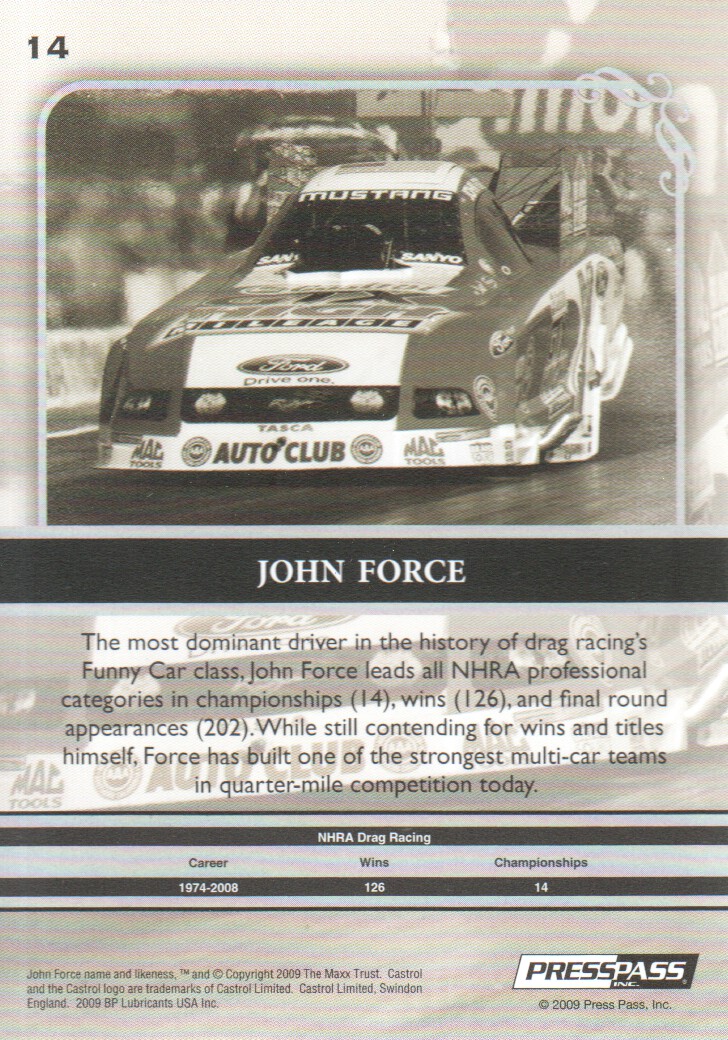 2009 Press Pass Legends #14 John Force back image