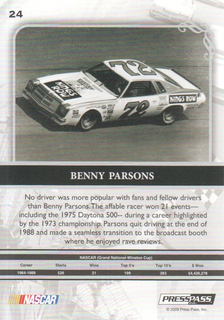 2009 Press Pass Legends #24 Benny Parsons back image