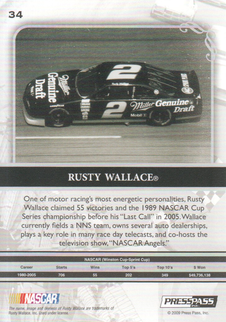 2009 Press Pass Legends #34 Rusty Wallace back image