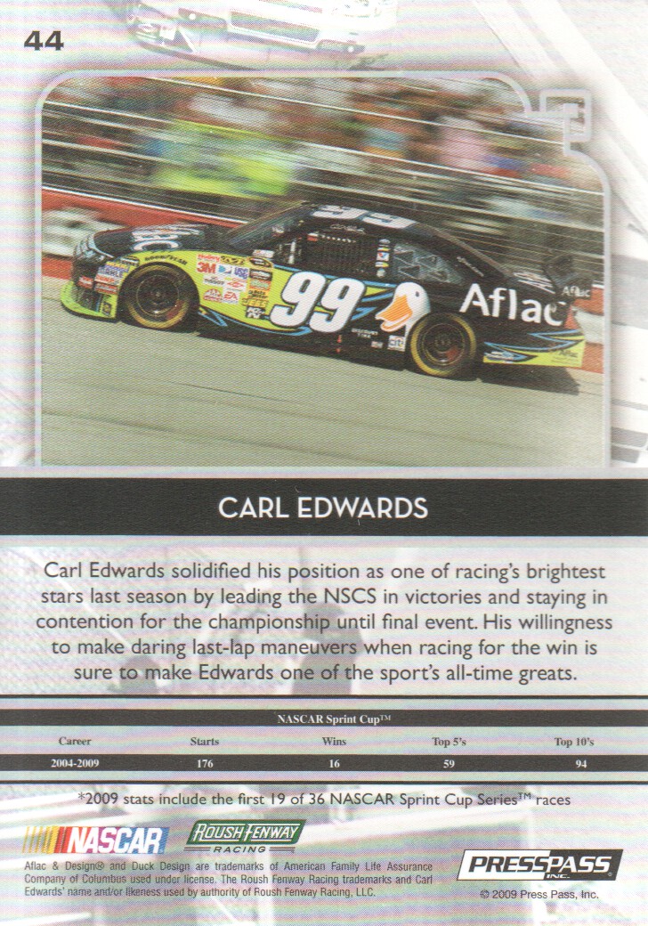 2009 Press Pass Legends #44 Carl Edwards back image
