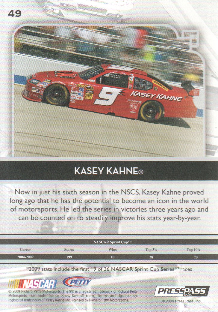2009 Press Pass Legends #49 Kasey Kahne back image