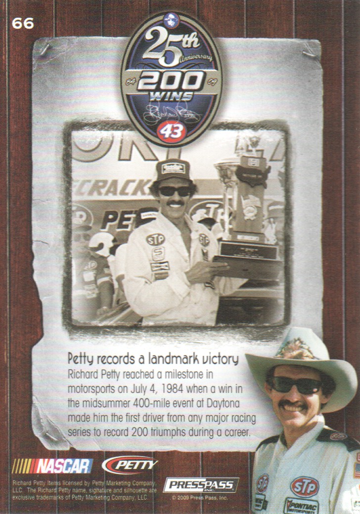 2009 Press Pass Legends #66 Richard Petty 200 back image