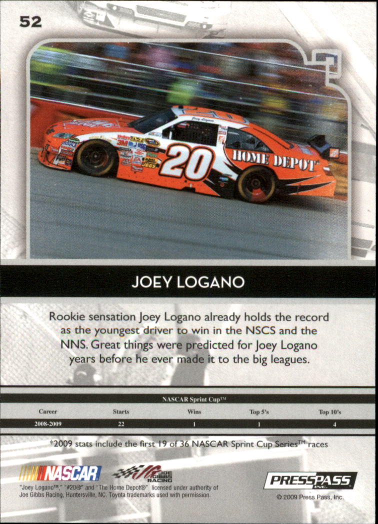 2009 Press Pass Legends Gold #52 Joey Logano back image