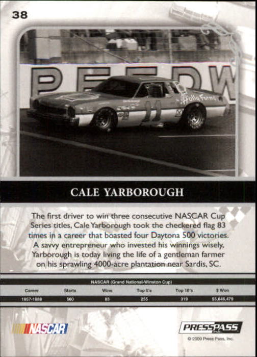 2009 Press Pass Legends Red #38 Cale Yarborough back image
