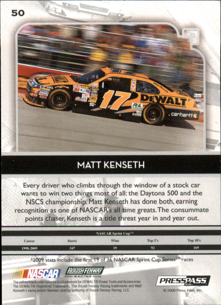 2009 Press Pass Legends Red #50 Matt Kenseth back image