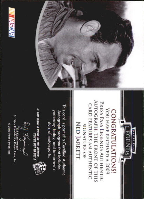 2009 Press Pass Legends Autographs #9 Ned Jarrett back image