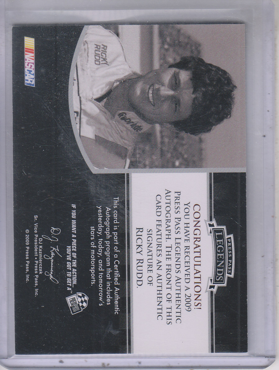 2009 Press Pass Legends Autographs Gold #29 Ricky Rudd/105 back image