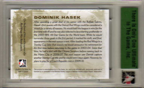 2008-09 ITG Ultimate Memorabilia #41 Dominik Hasek/90* back image