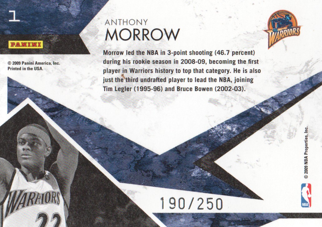2009-10 Rookies and Stars Sharp Shooters Holofoil #1 Anthony Morrow back image