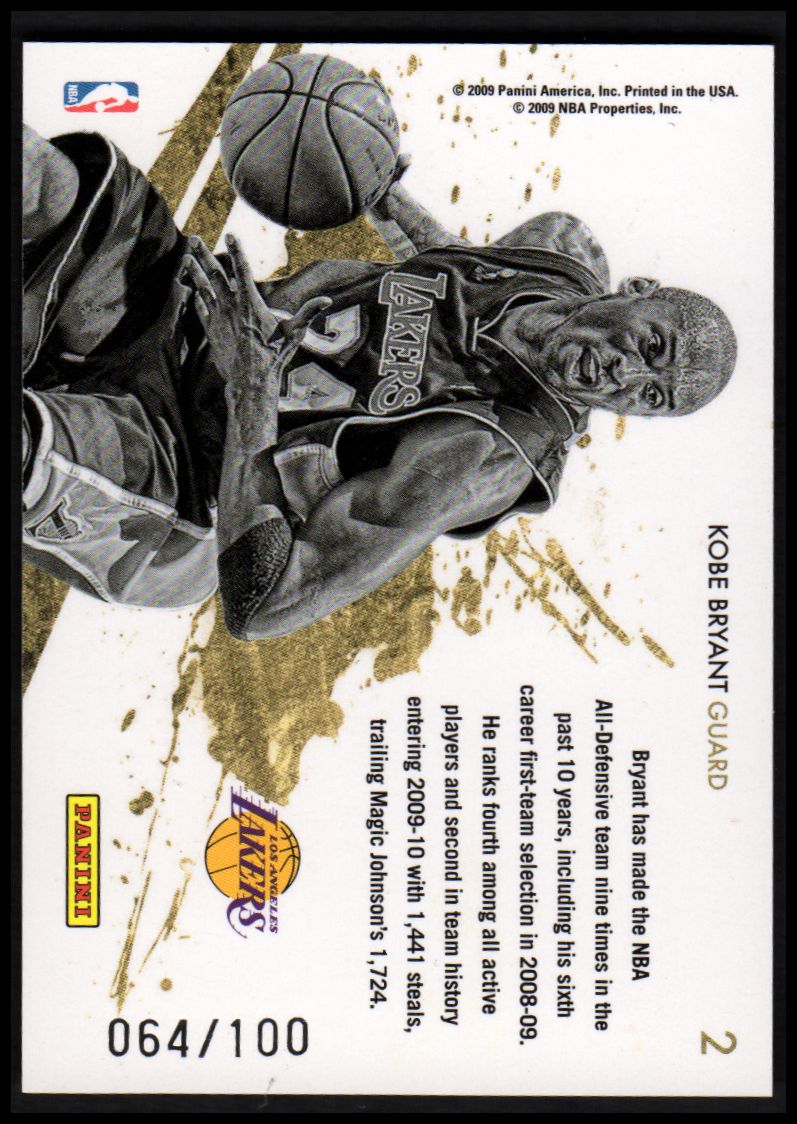 2009-10 Rookies and Stars Gold Stars Black #2 Kobe Bryant back image