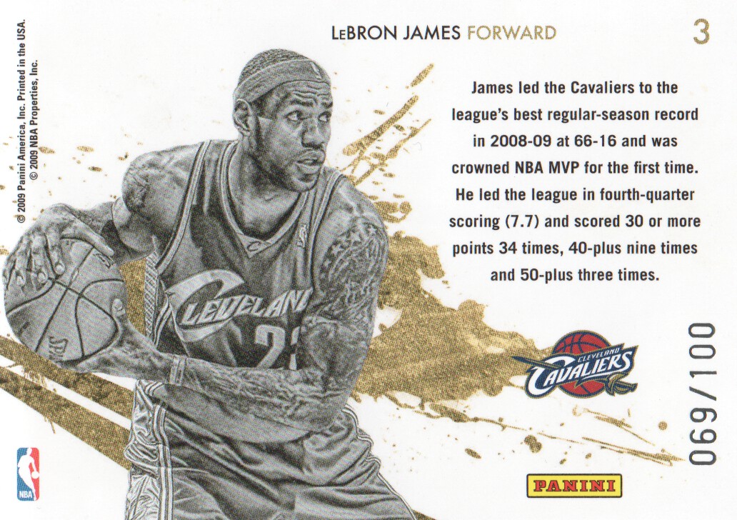 2009-10 Rookies and Stars Gold Stars Black #3 LeBron James back image