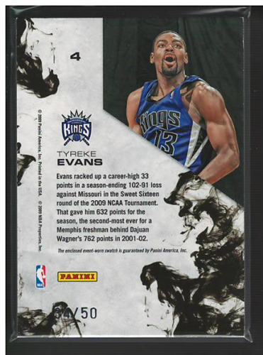 2009-10 Rookies and Stars Dress for Success Materials Prime #4 Tyreke Evans back image