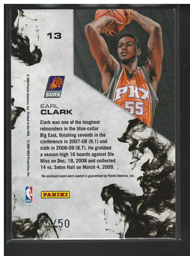 2009-10 Rookies and Stars Dress for Success Materials Prime #13 Earl Clark back image