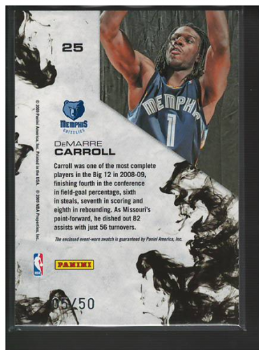 2009-10 Rookies and Stars Dress for Success Materials Prime #25 DeMarre Carroll back image