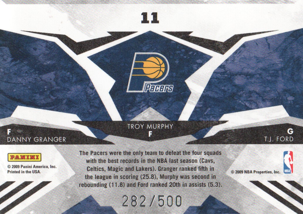 2009-10 Rookies and Stars Team Leaders Gold #11 Danny Granger/Troy Murphy/T.J. Ford back image