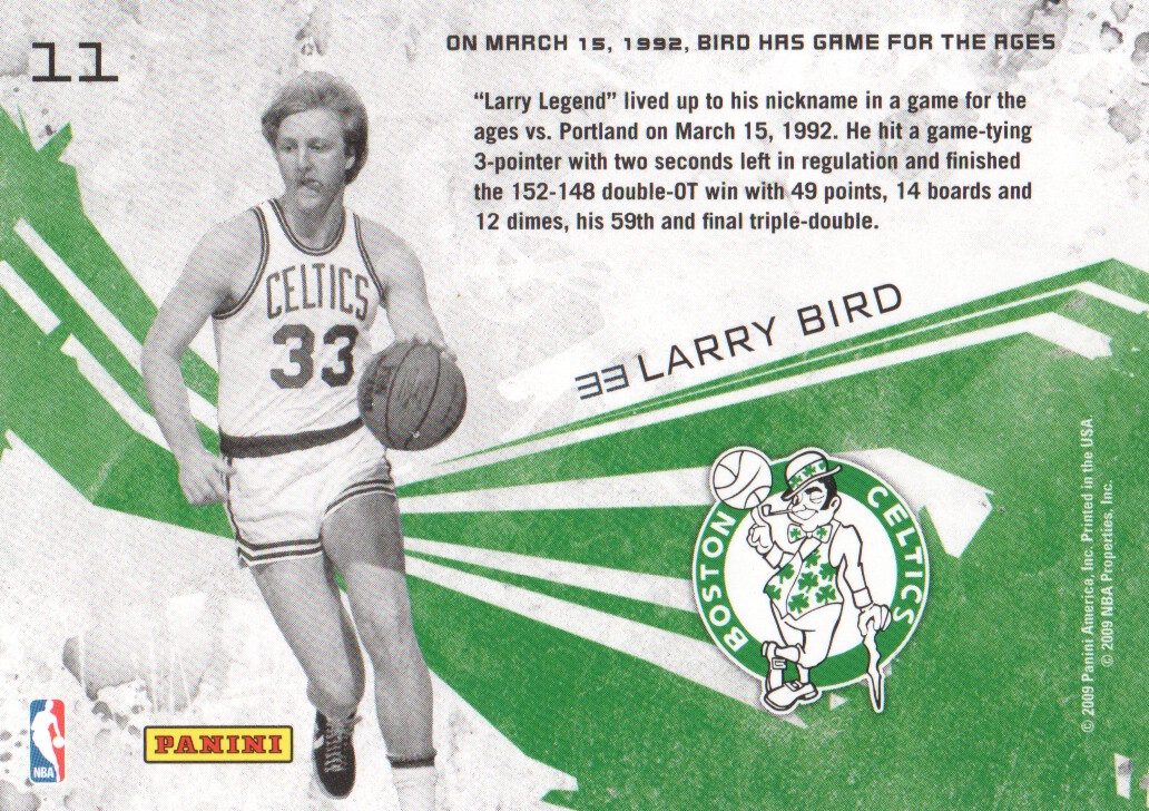 2009-10 Rookies and Stars Moments in Time #11 Larry Bird back image