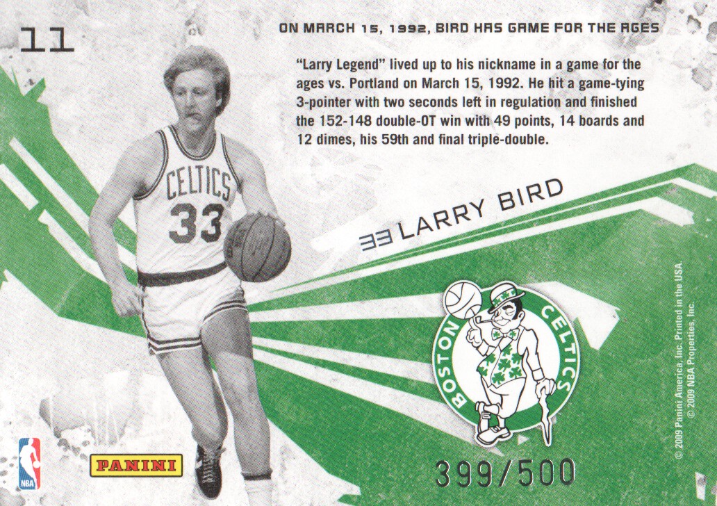 2009-10 Rookies and Stars Moments in Time Gold #11 Larry Bird back image