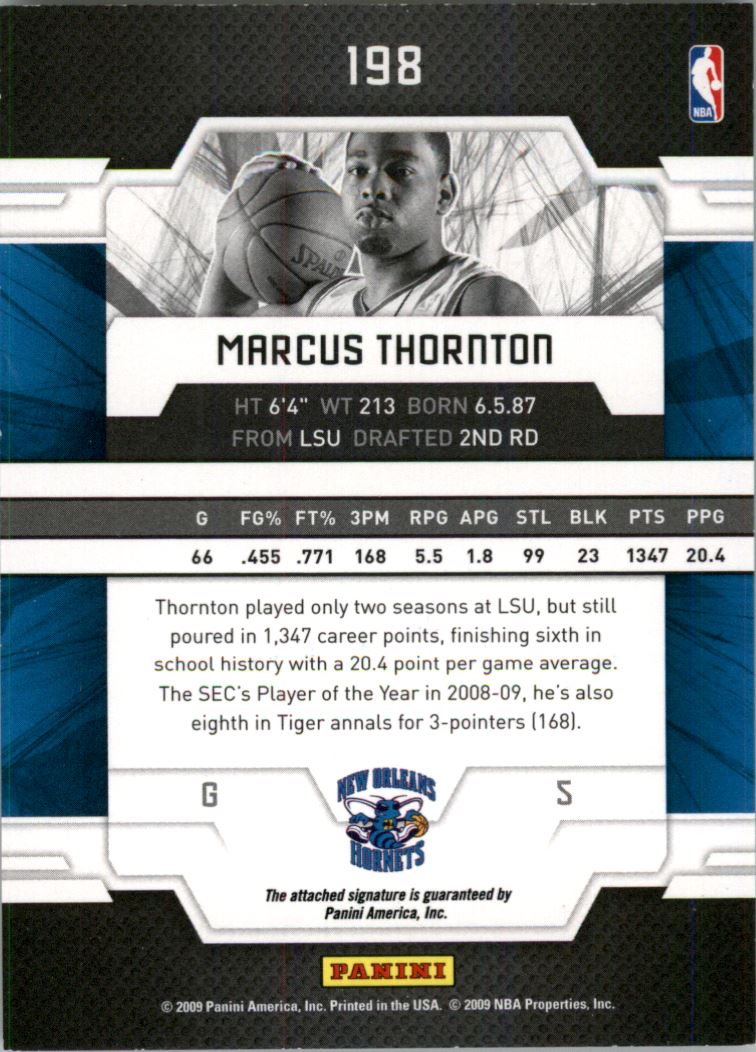 2009-10 Donruss Elite #198 Marcus Thornton/199 AU RC back image