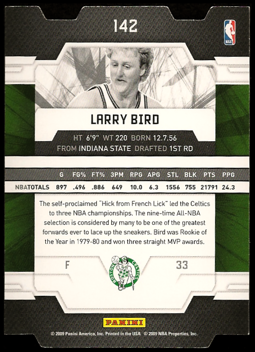 2009-10 Donruss Elite Status #142 Larry Bird/67 back image