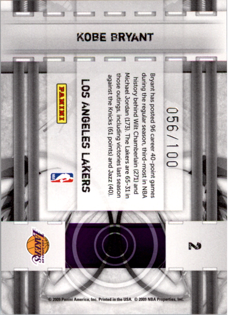2009-10 Donruss Elite Prime Targets Gold #2 Kobe Bryant back image