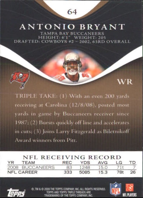 2009 Topps Triple Threads Gold #64 Antonio Bryant