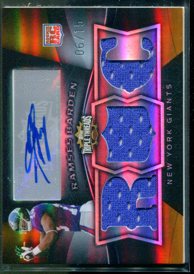 2009 Topps Triple Threads Rookie Autographed Relic Prime Sapphire #130 Ramses Barden