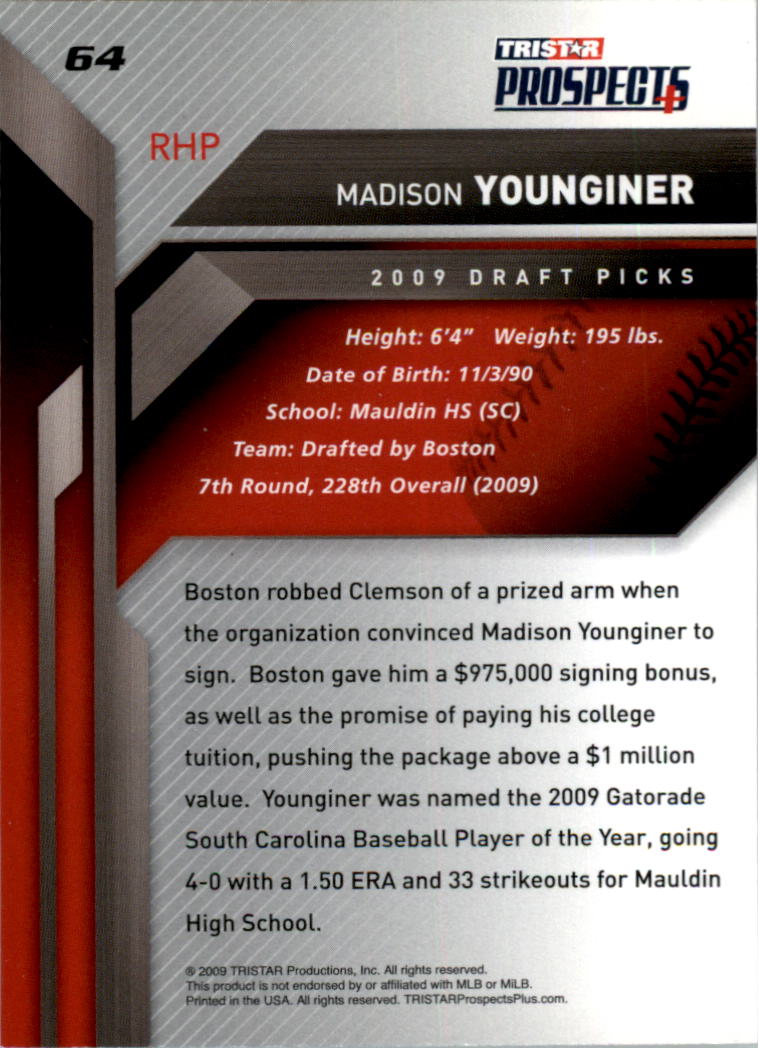 2009 TRISTAR Prospects Plus #64 Madison Younginer back image