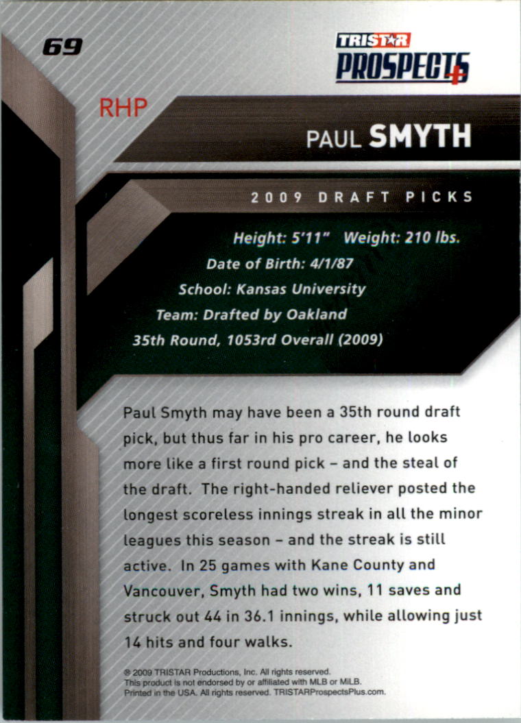 2009 TRISTAR Prospects Plus #69 Paul Smyth back image