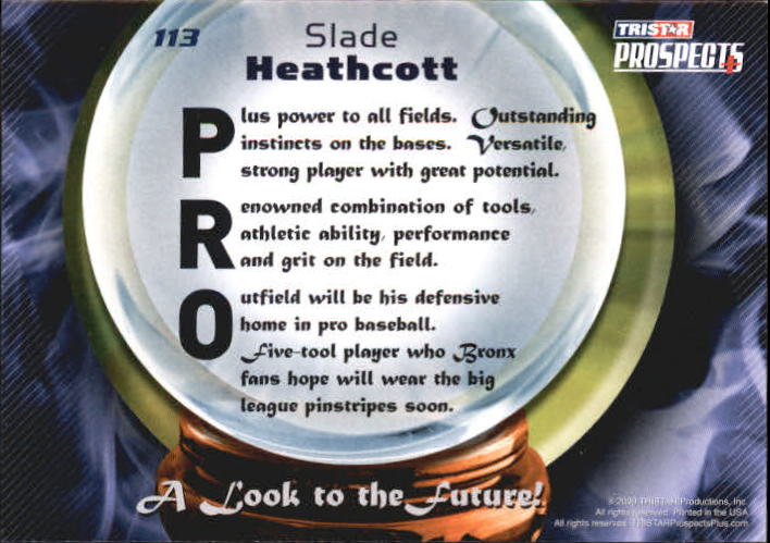 2009 TRISTAR Prospects Plus #113 Slade Heathcott CB back image