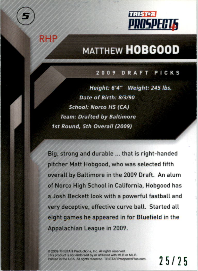 2009 TRISTAR Prospects Plus Green #5b Matthew Hobgood/Black back image