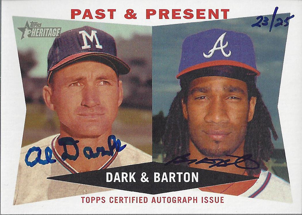 2009 Topps Heritage Real One Autographs Dual #DB Alvin Dark/Brian Barton HN
