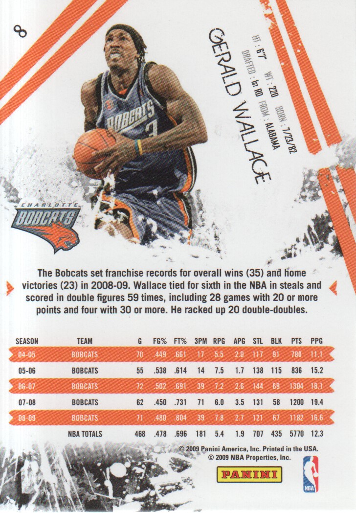 2009-10 Rookies and Stars Longevity #8 Gerald Wallace back image