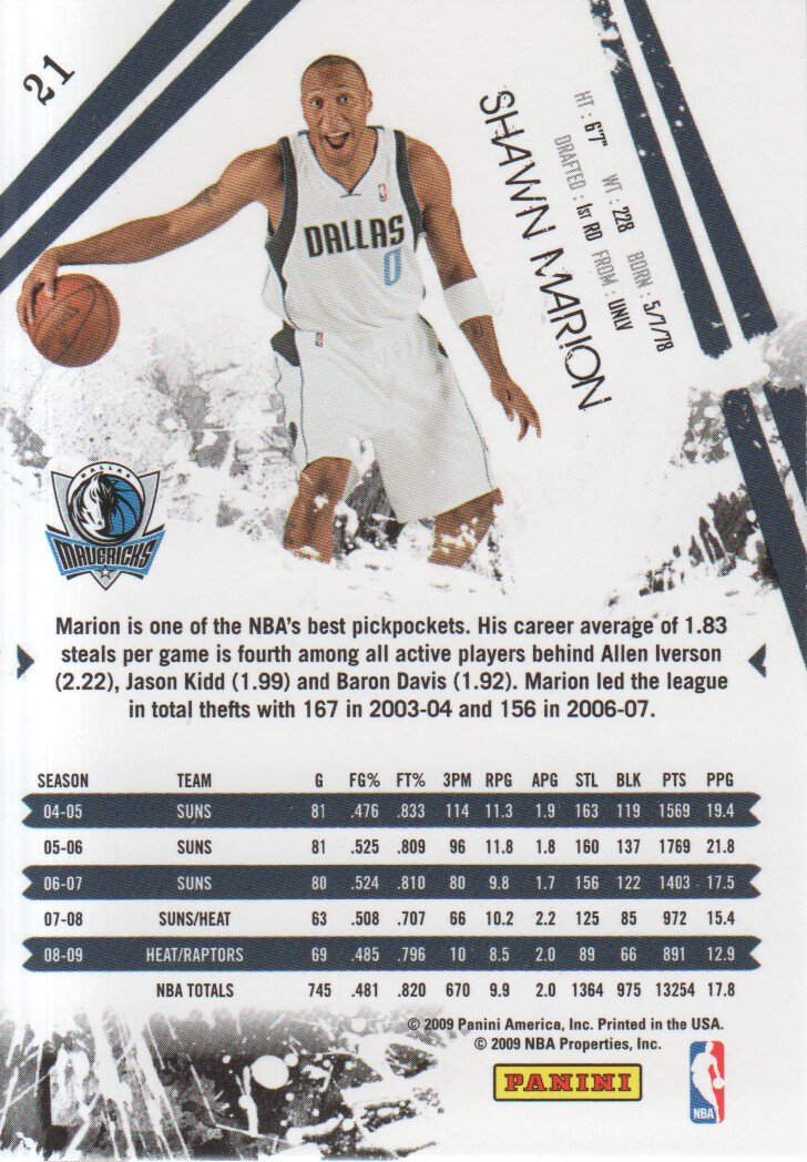 2009-10 Rookies and Stars Longevity #21 Shawn Marion back image