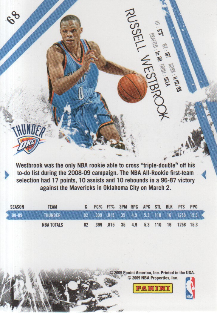 2009-10 Rookies and Stars Longevity #68 Russell Westbrook back image