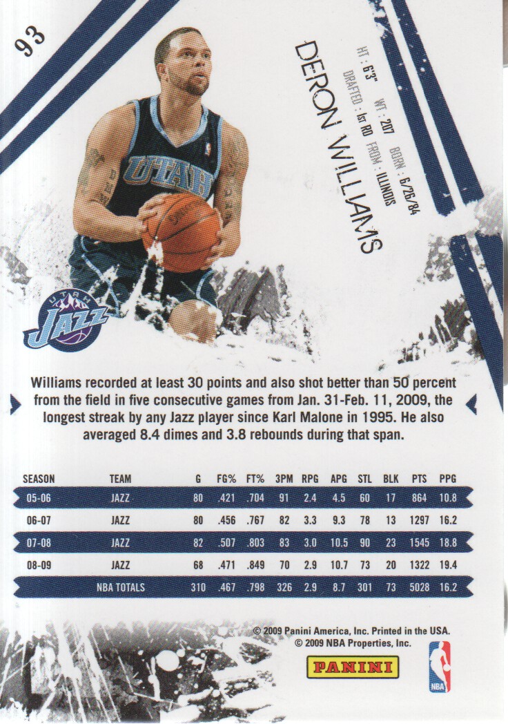 2009-10 Rookies and Stars Longevity #93 Deron Williams back image