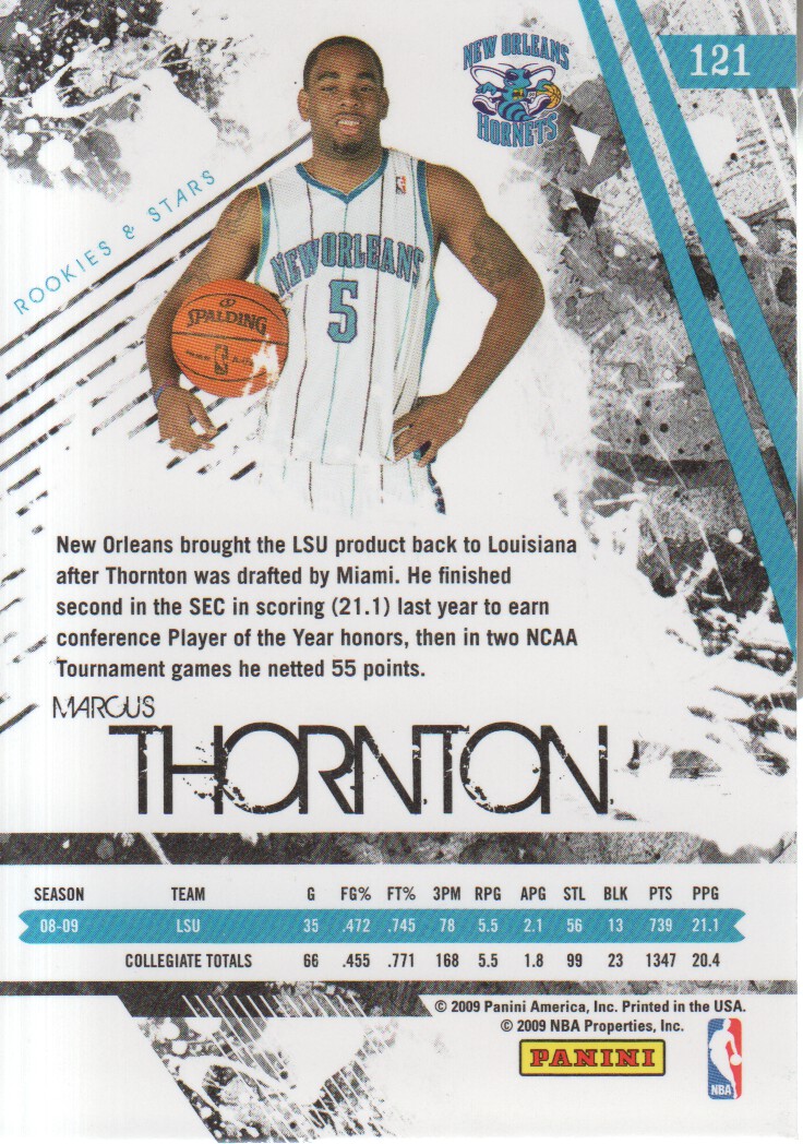2009-10 Rookies and Stars Longevity #121 Marcus Thornton RC back image