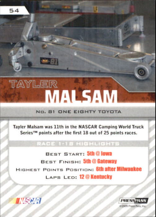 2010 Press Pass Purple #54 Tayler Malsam CWTS back image