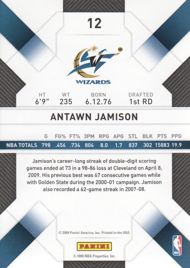 2009-10 Panini Threads #12 Antawn Jamison back image